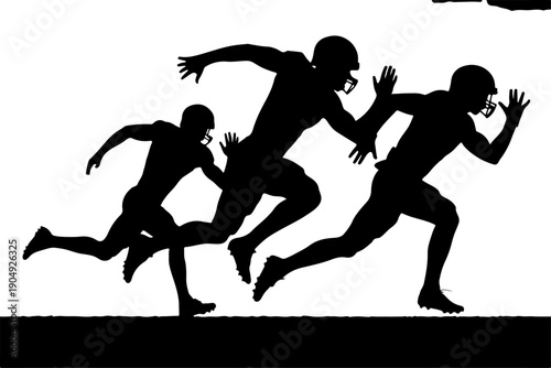 American Football Player Silhouette Set Vector Collection 