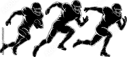 American Football Player Silhouette Set Vector Collection 