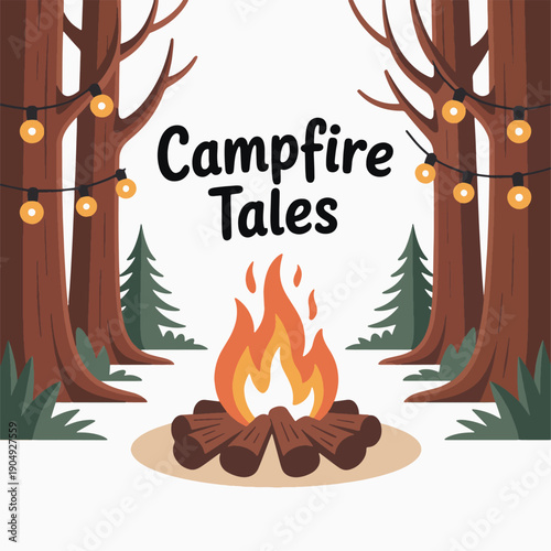 Campfire Under Fairy Lights