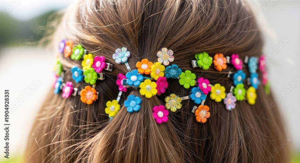 Naklejka premium Colorful Floral Hair Accessory - A Vibrant Adornment.