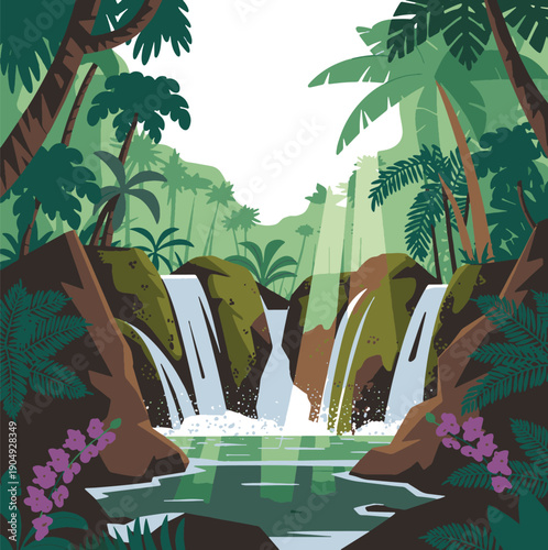 Rainforest Waterfall Panorama