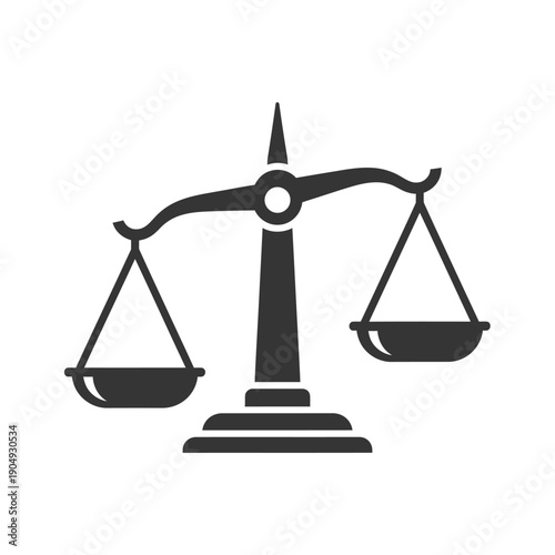 Black silhouette of traditional scales representing justice and balance