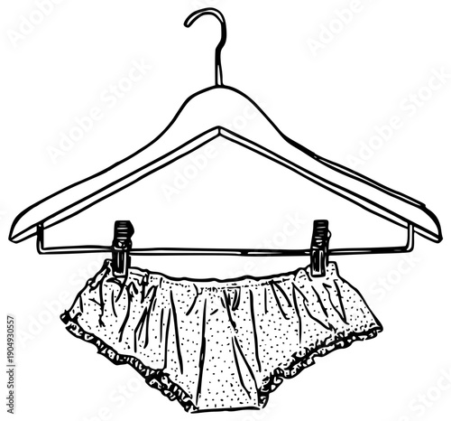 Lace panties on hanger lingerie illustration