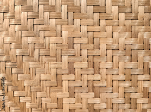 Fotografi Background of natural woven bamboo texture with a dense pattern