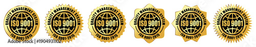 ISO 9001 Certified Gold Badge Set – Quality Management System Approval Seals Collection