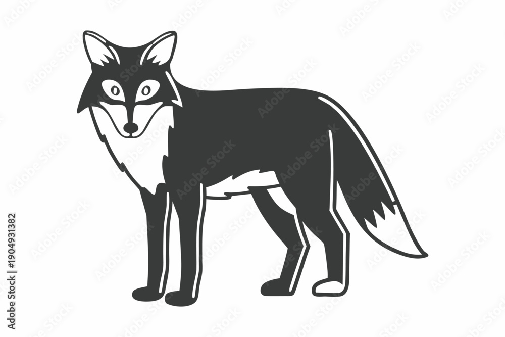Obraz premium Stylized Fox Illustration Standing on White Background