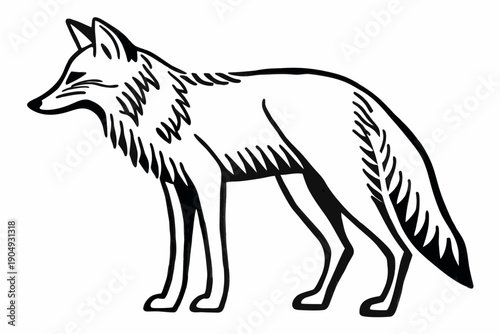 Minimalist Black and White Fox Line Art Illustration