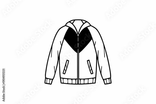 Minimalist Line Art Jacket Illustration with V-Shape Design