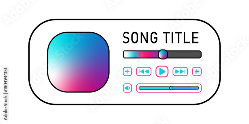 Flat and modern music player design with smooth gradients, clean icons, and minimal UI. Great for web projects, mobile apps, and creative digital assets