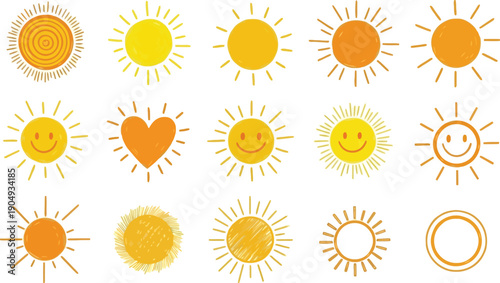 Sun icon simple minimal symbol of weather daylight and summer