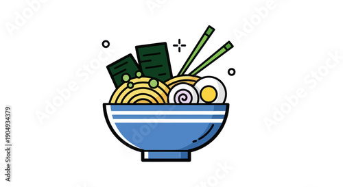 Bowl of ramen noodles illustration