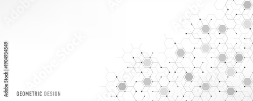Graphic design element with abstract geometric background of simple hexagon pattern