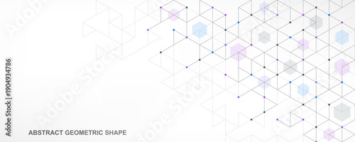 Graphic design element with abstract geometric background of simple hexagon pattern