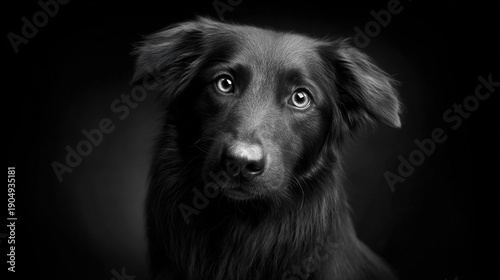 Black Dog Portrait with Intense Gaze