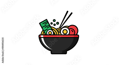 Bowl of ramen noodles illustration