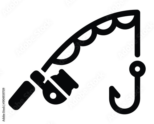 Vector illustration of a fishing rod with a hook