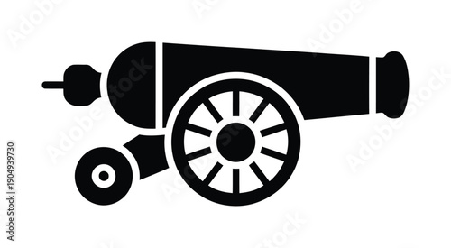 Vector illustration of an old cannon used in war