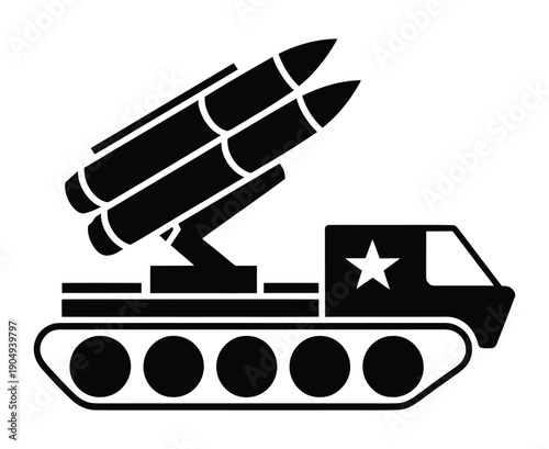 Vector illustration of a missile launcher mounted on a tank