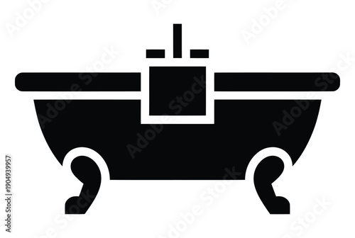 Vector illustration of a bathtub with a faucet in design