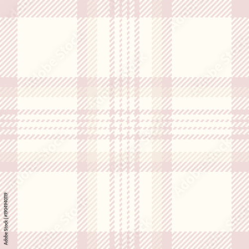 Uniform seamless textile check, french texture pattern fabric. Handsome plaid tartan background vector in light and ivory colors.
