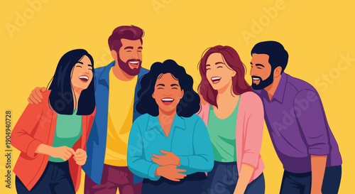 diverse friends laughing together.