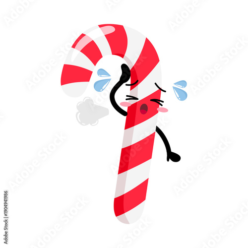 Cute Hand Drawn Tired Candy Cane Sigh