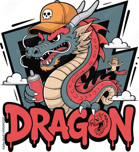 Graffiti Dragon Street Art Illustration