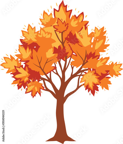 Autumn tree with orange and yellow leaves orange leaves fall season