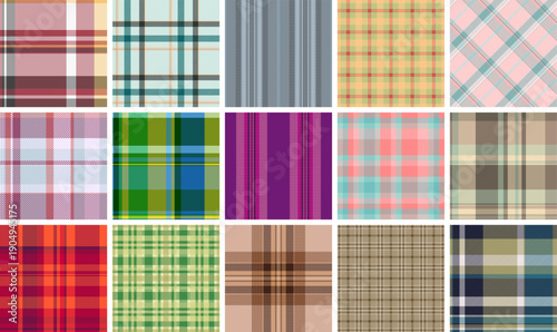 Professional plaid pattern set built for licensing. Market ready tartan variety suits multiple industries. Vector files meet platform standards.