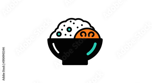 Bowl of rice illustration on white