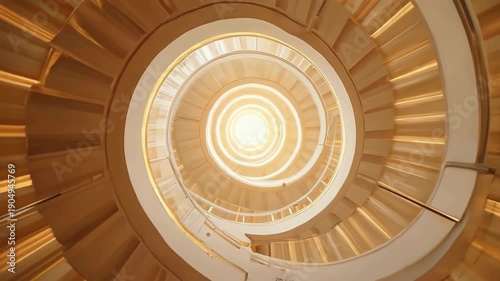 Winding road and spiral staircase show journey, growth, and direction in business and life
