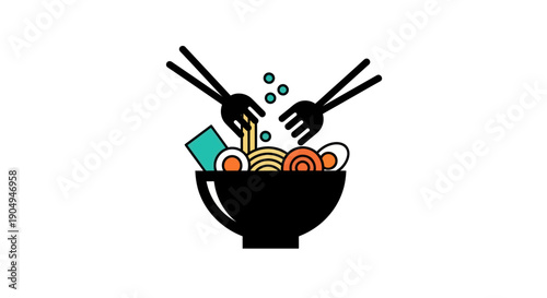 Bowl of ramen noodles with chopsticks