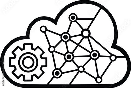 Abstract Cloud Tech Logo Icon Vector, Cloud Computing, Digital Technology, Innovation, Networking, Data Storage, Software, Futuristic Design