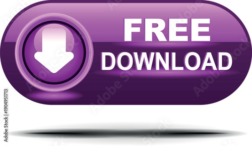 download button for internet website use. Blue Download icon on isolated white background with shadow.