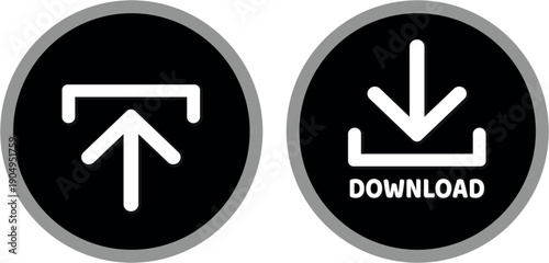 download button for internet website use. Download icon on isolated white background with shadow.