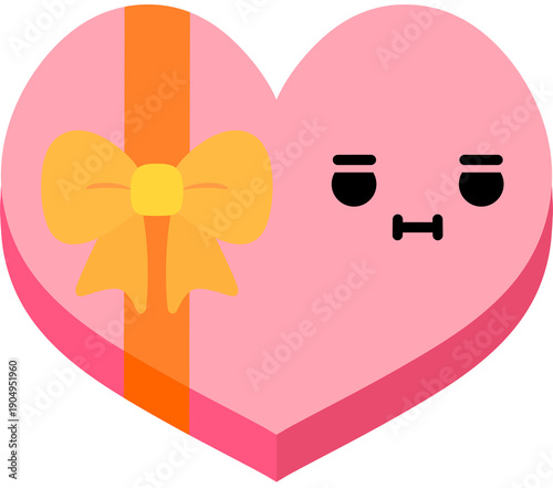 Heart Gift Box Indifferent Face Cartoon