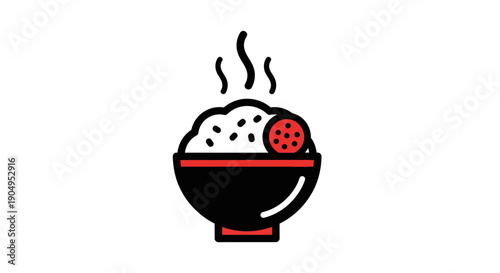 Bowl of rice with decorative elements