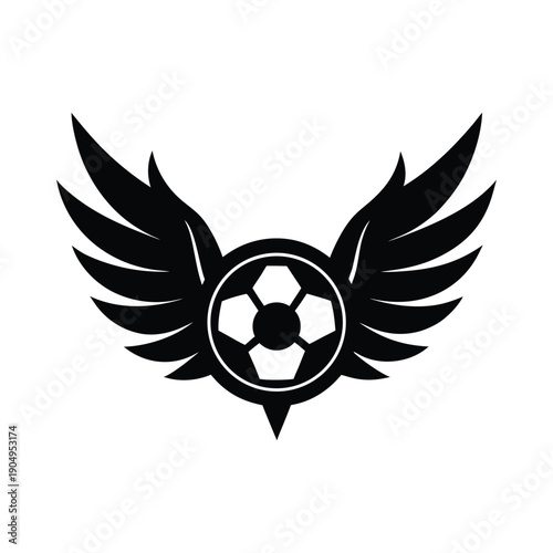 Wings soccer ball Silhouette vector illustration