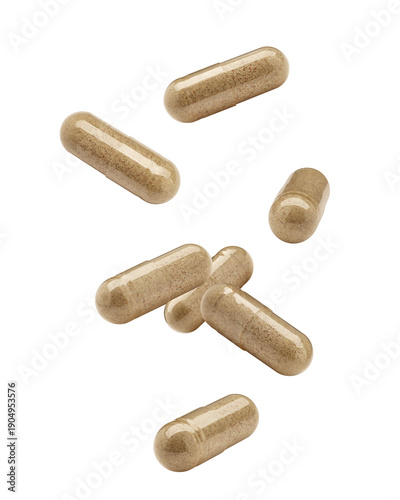 Bild auf Leinwand Falling Capsule, Pill, Vitamin, isolated, full depth of field