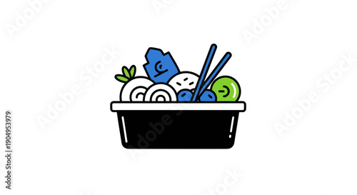Boxed food illustration on white background