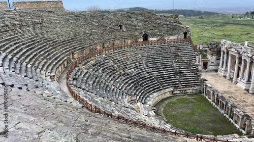 Ruins of Ancient Hierapolis in Pamukkale Turkey Ancient City and Roman Amphitheater