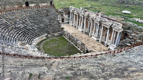 Ruins of Ancient Hierapolis in Pamukkale Turkey Ancient City and Roman Amphitheater
