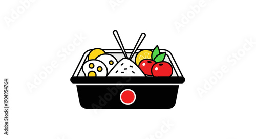 Cartoon bento box illustration