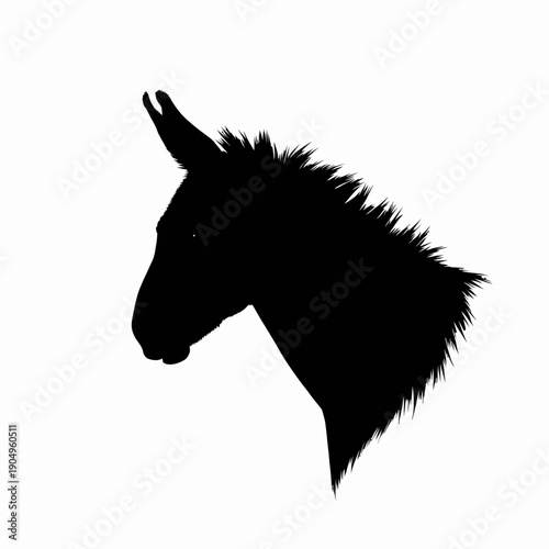 Silhouette of a Mule with Distinctive Halftone Edge Effect Against a White Background Showcasing Unique Details in the Ear and Mane