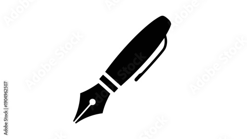 Vector illustration of black silhouette of a fountain pen nib icon a transparent background