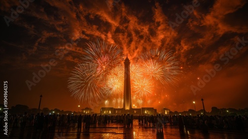 Fireworks in minar e Pakistan at 14 augus