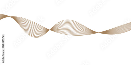 Shiny golden ribbon with a graceful metal curve and silver wave pattern isolated on a white background like elegant steel kitchenware or a sleek design utensil