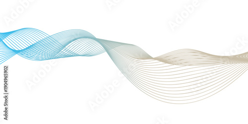 Cuadro en lienzo Blue vector illustration of an abstract background with wavy lines and a swirlin