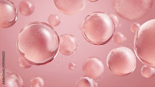 Hyaluronic acid bubbles. Collagen clear drops. Cosmetic serum. Skincare product