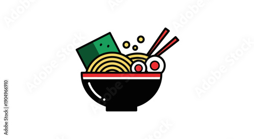 Cartoon ramen bowl illustration